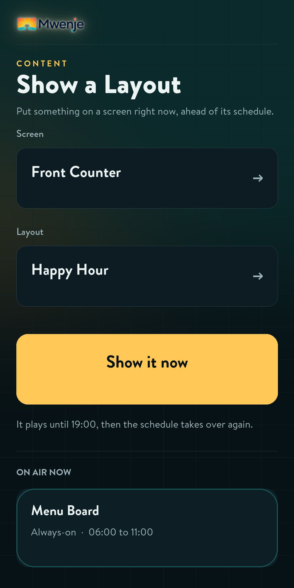 A phone casting something to a screen straight away